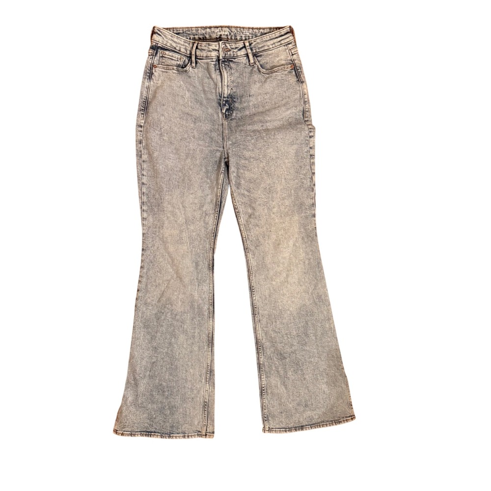 Old Navy High Rise Flare Jeans Light Acid Wash Blue Denim Size 8